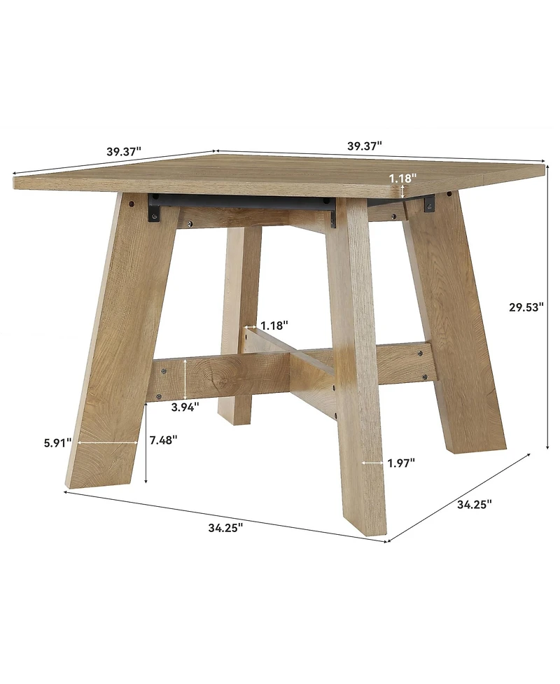 Tribesigns 39.37" Square Dining Table for 4, Small Wood Kitchen Table
