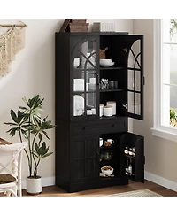 gaomon Tall Storage Cabinet with Arch Doors, Adjustable Shelves, Pb and Mdf Pantry, for Kitchen Dining Room
