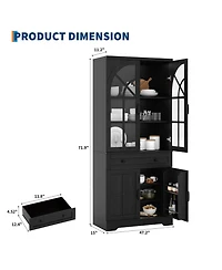 gaomon Tall Storage Cabinet with Arch Doors, Adjustable Shelves, Pb and Mdf Pantry, for Kitchen Dining Room