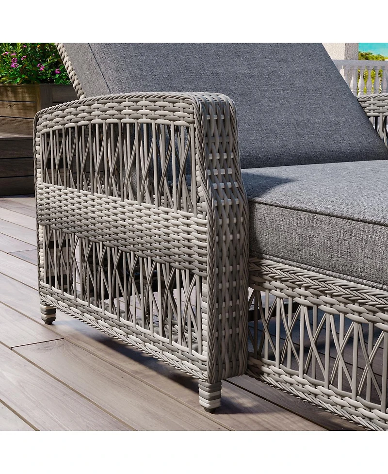 Streamdale Furniture 2-Piece Outdoor Wicker Reclining Chaise Lounge Set with Cushions