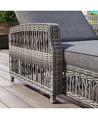 Streamdale Furniture 2-Piece Outdoor Wicker Reclining Chaise Lounge Set with Cushions