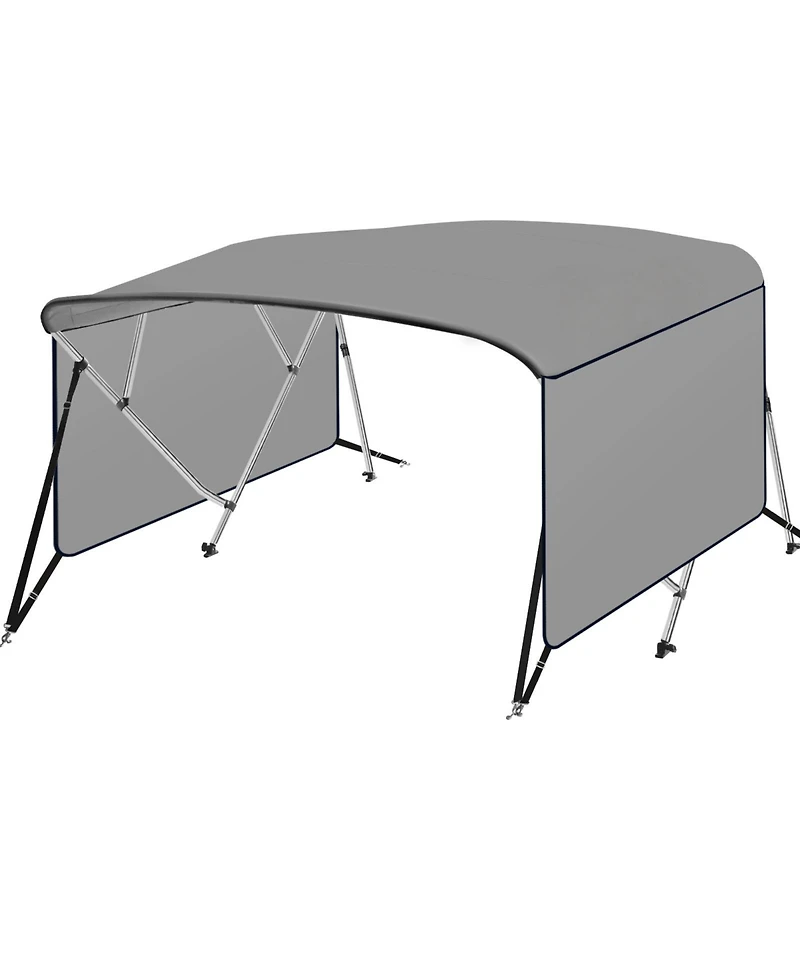 Homfan 8' L 73"-96" W Boat Bimini Top, 4 Bow Aluminum Alloy Frame with 600D Uv-Proof Fabric
