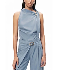 Nocturne Women's Asymmetric Buckle-Detail Blouse
