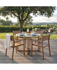 Streamdale Furniture Piece Acacia Wood Outdoor Dining Set with Round Table