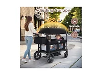 Kinder King Baby Wagon Stroller for Two with Adjustable Handle, All-Terrain Wheels, Tray and Storage.