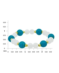 Macy's 14k Imitation Pearl Howlite Chrysocolla Beads Gold-Plated over Brass Stretch Bracelet