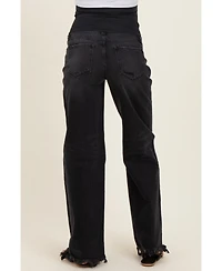 Pinkblush Maternity Black Frayed Hem Wide Leg Jeans