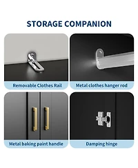 gaomon Storage Cabinet with 3 Doors, 2 Drawers, Hanging Rod, Soft-Close Hinges for Living Room, Entryway
