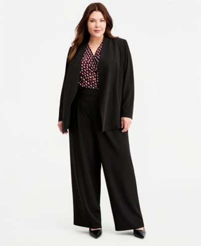 Anne Klein Plus Size Open Front Jacket High Rise Wide Leg Pants
