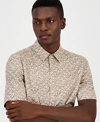 Alfani Men's Brick Geometric Short-Sleeve Shirt, Macy's Exclusive - Geo Print