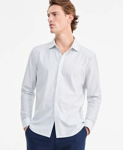 Alfani Men's Edge Tech Long-Sleeve Shirt, Macy's Exclusive - Stripe
