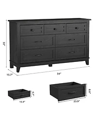 gaomon 7 Drawer Dresser, 54" Wide Wooden Storage Chest, Modern Mdf Closet Organizer for Bedroom, Living Room, Entryway