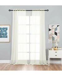 Kate Aurora 2 Piece Extra Long Custom Lux Rod Pocket Sheer Voile Window Curtains - 120 inch