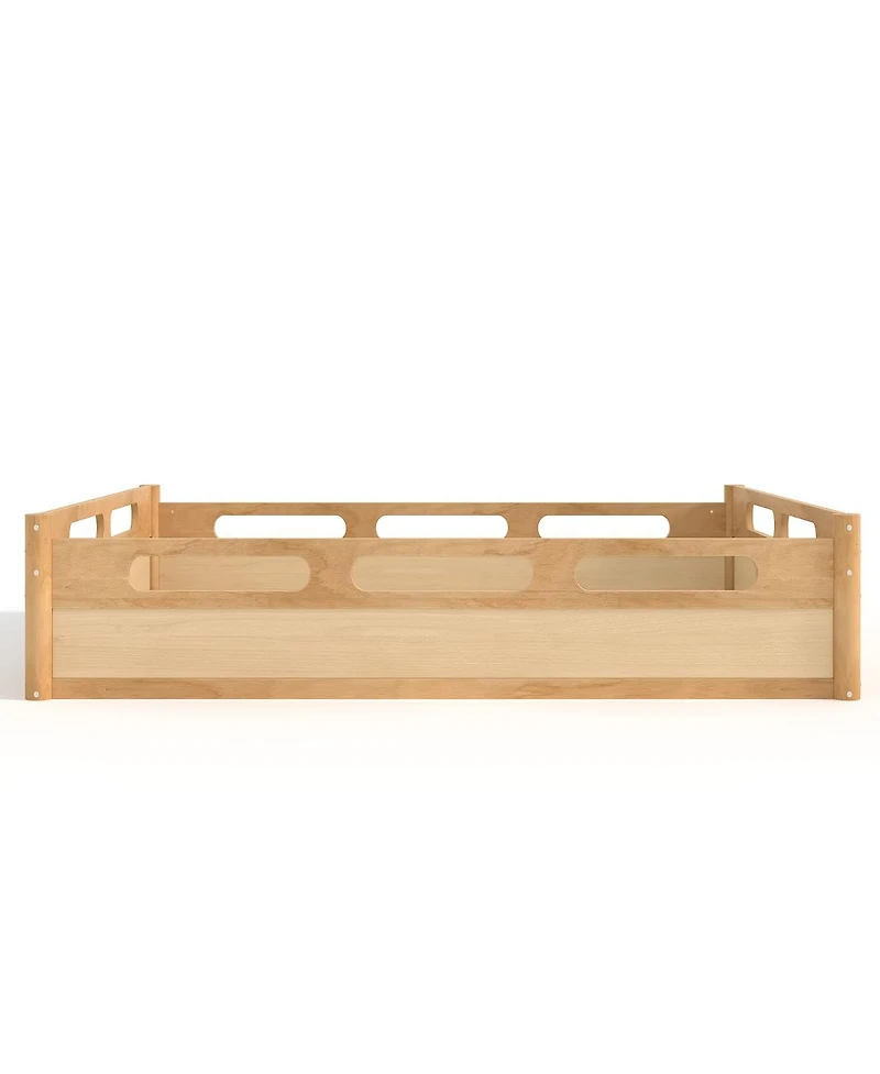 Streamdale Furniture Queen Platform Bed with Guardrails, Low Profile, No Box Spring Needed