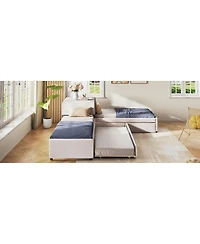 Streamdale Furniture L-Shaped Upholstered Twin Platform Bed with Trundle, Drawers, and Desk