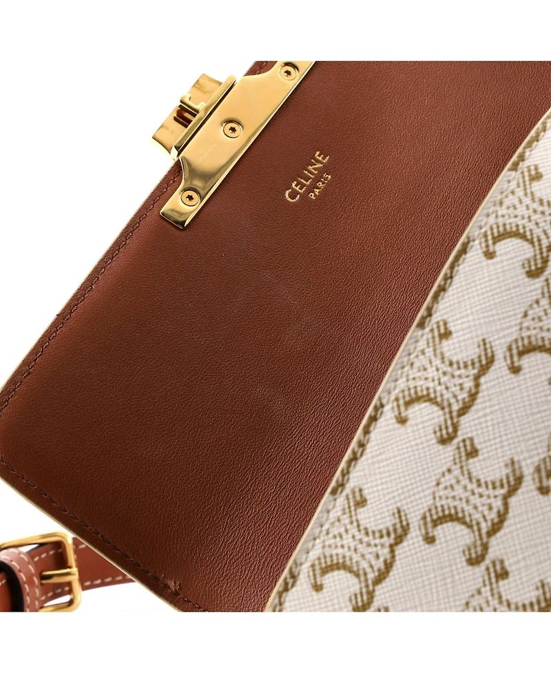 Pre-Owned Celine Triomphe East-West Shoulder Bag Triomphe Coated Canvas