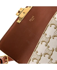 Pre-Owned Celine Triomphe East-West Shoulder Bag Triomphe Coated Canvas