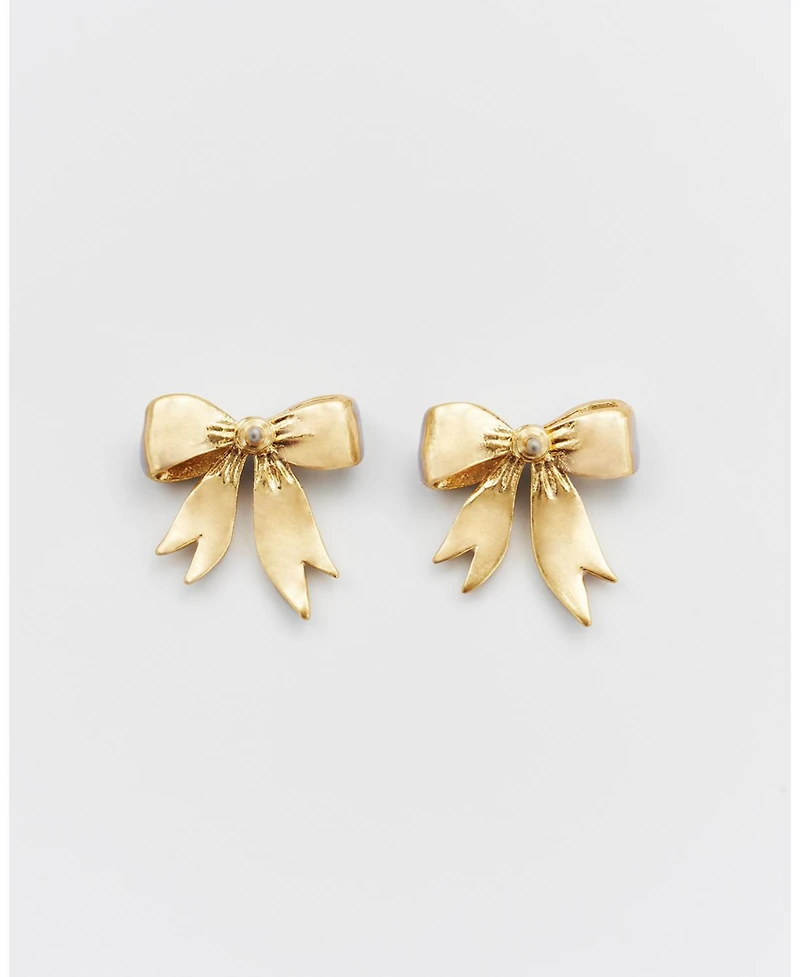 Fable England Gold Forget Me Not Bow Stud Earrings