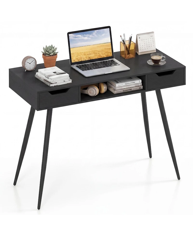 Slickblue 42.5 Inch Mid Century Modern Writing Desk with Drawers