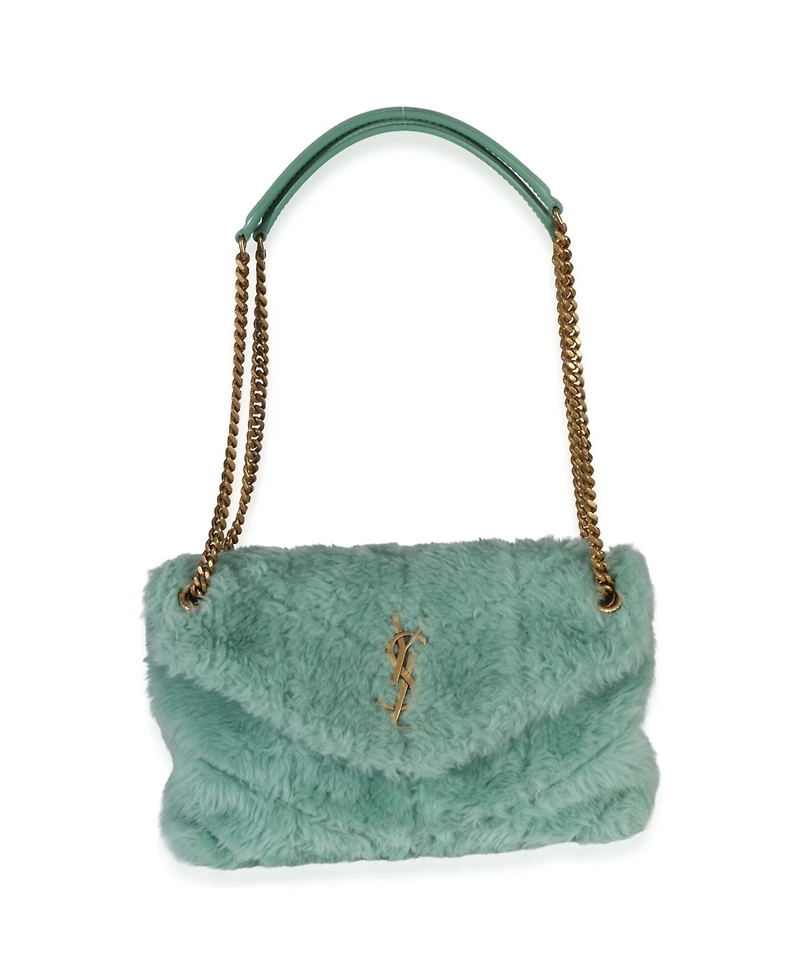Pre-Owned Saint Laurent Shearling Quilted Monogram Small Loulou Puffer Chain Satchel
