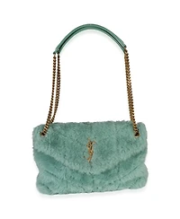 Pre-Owned Saint Laurent Shearling Quilted Monogram Small Loulou Puffer Chain Satchel