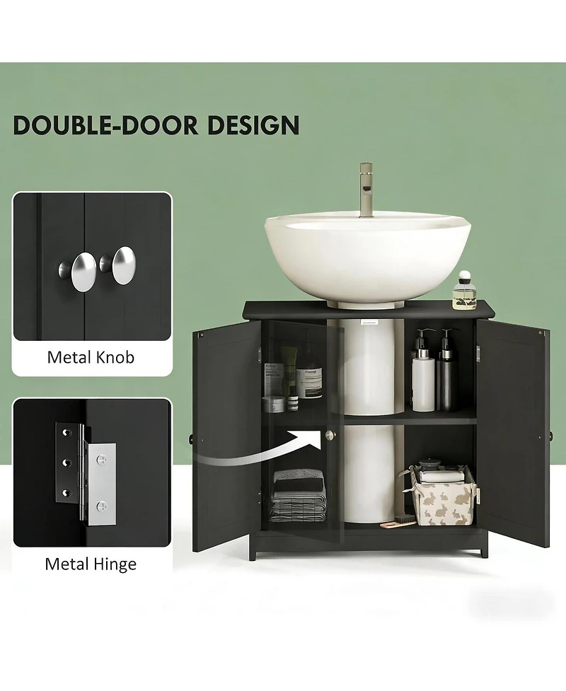 Sillysis 23.5 Inch Under Sink Bathroom Storage Cabinet with Adjustable Shelf, Space Saving Vanity for Small Bathrooms