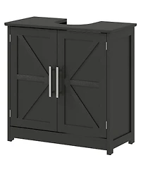 Sillysis 23.6 Inch Under Sink Vanity Cabinet with Adjustable Shelf, Farmhouse Barn Door Mdf Storage, Small Space Pedestal Organizer