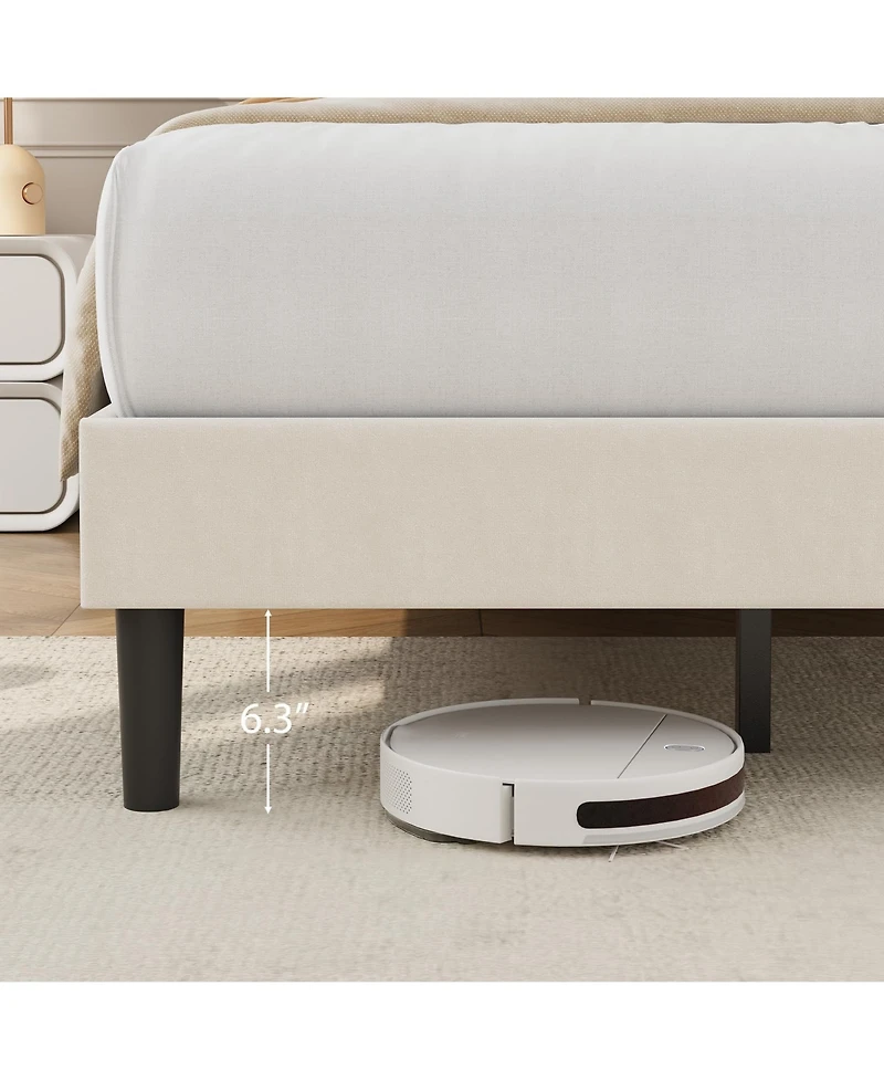 homfan Bed Frame Upholstered Platform with Adjustable Headboard Velvet Metal Support No Box Spring Needed