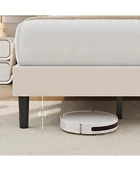 homfan Bed Frame Upholstered Platform with Adjustable Headboard Velvet Metal Support No Box Spring Needed