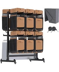 Aecojoy Folding Chair Rack, Dolly Chair Cart for 84 Chairs or 12 Tables, Heavy Duty 1080LBS Weight Capacity Storage Rack with Swivel Wheels