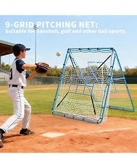 Xo 4x4.5 Ft Baseball Rebounder Net, Steel Frame Pitchback Trainer for Baseball Softball, Portable Backyard Practice Net