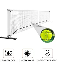 Xo 22FT Pickleball Net Set, Portable Metal Frame with 4 Paddles and 4 Balls, Easy Setup, Weather-Resistant for Driveway Backyard Park Beach
