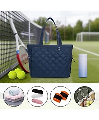 Xo Large Tennis Tote Bag, Water-Resistant Quilted Polyester, Holds 2-4 Rackets with Shoe Compartment for Tennis Pickleball