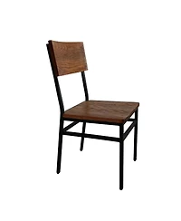 Streamdale Furniture Set of 2 Commercial Grade Farmhouse Dining Chairs with Oak Seat and Metal Frame