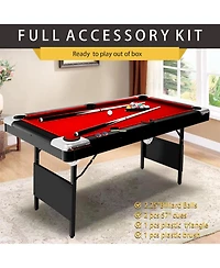 Xo 7FT Foldable Pool Table Set, Billiard Table with Full Accessories, Portable Game Table for Basement Family Game Room