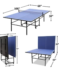 Xo 9FT Outdoor Table Tennis Table, Full Size Foldable Ping Pong Table with Wheels, Net and Playback Mode for Family Game