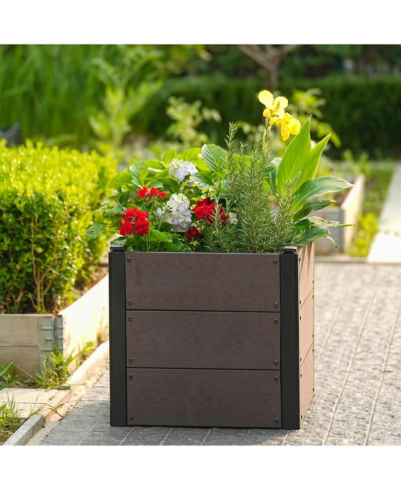 Xo Wood Raised Garden Bed , Outdoor Planter Box with Bottom, Elevated Garden Bed for Vegetables, Flowers, Patio