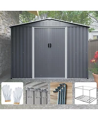 Mondawe 8x6 Feet All-Weather Metal Storage Shed With Lockable Sliding Doors