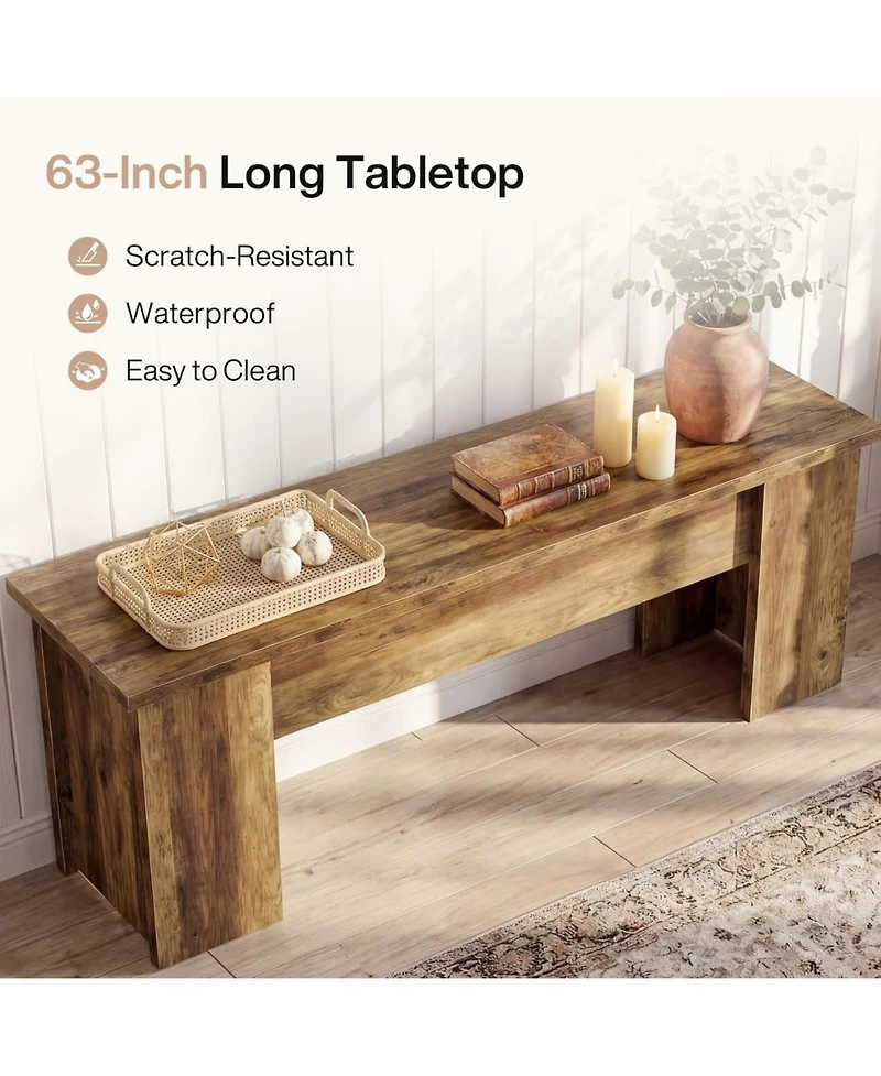 Tribesigns 63-Inch Low Console Table, Farmhouse Wooden Entryway Table, for Living Room, Entrance, Hallway