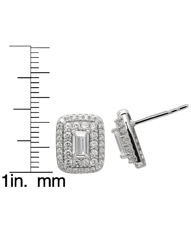 Macy's Lab-Grown White Sapphire (3-1/3 ct. t.w.) Duo Halo Octagon Pendant Necklace & Matching Earrings in Sterling Silver, 2-Piece Set