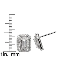 Macy's Lab-Grown White Sapphire (3-1/3 ct. t.w.) Duo Halo Octagon Pendant Necklace & Matching Earrings in Sterling Silver, 2-Piece Set