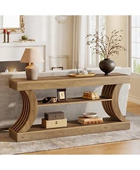 Tribesigns 70.9" Rectangle Wood Console Table with 3 Storage Shelves