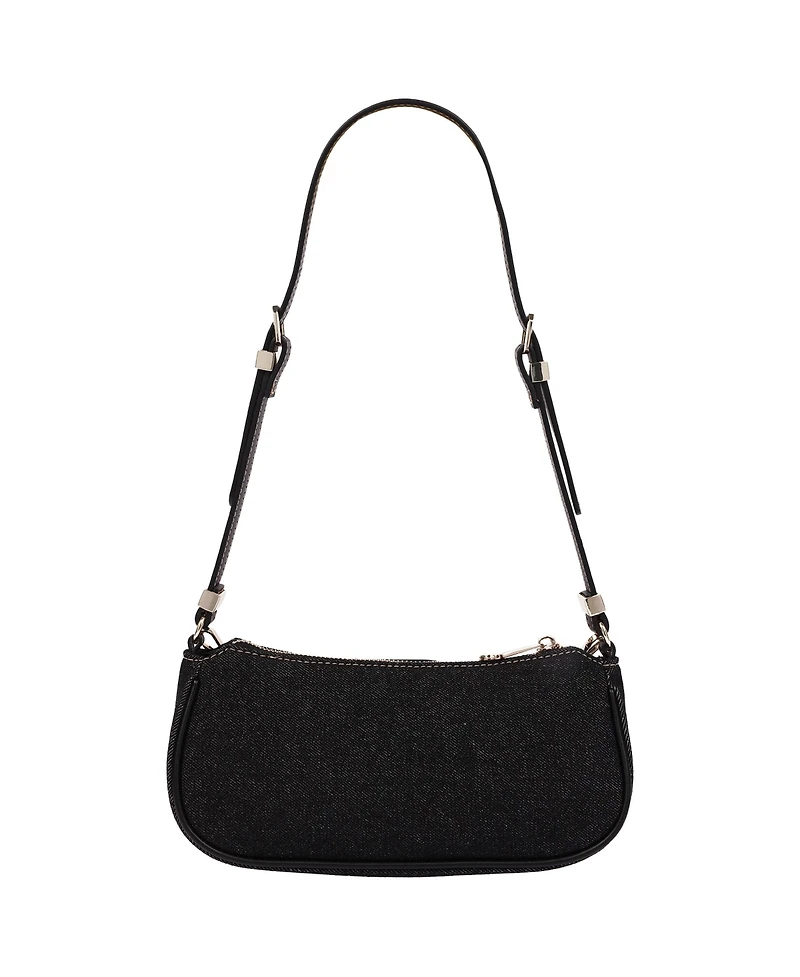 True Religion Women's Horseshoe Chain Shoulder Bag - Charm Detail Zip Top Purse with Adjustable Strap