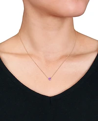 Macy's Amethyst (3/4 ct. t.w.) Pendant Necklace 18k Gold-Flash-Plated Sterling Silver (Also Available Garnet)