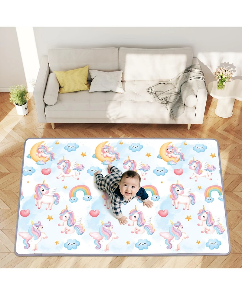 Slickblue Roll Up Foam Activity Play Mat for Toddlers Indoor Floor Use