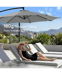Yiortwo 9.7 Feet Offset Patio Umbrella Cantilever Outdoor Sun Shade With Tilt