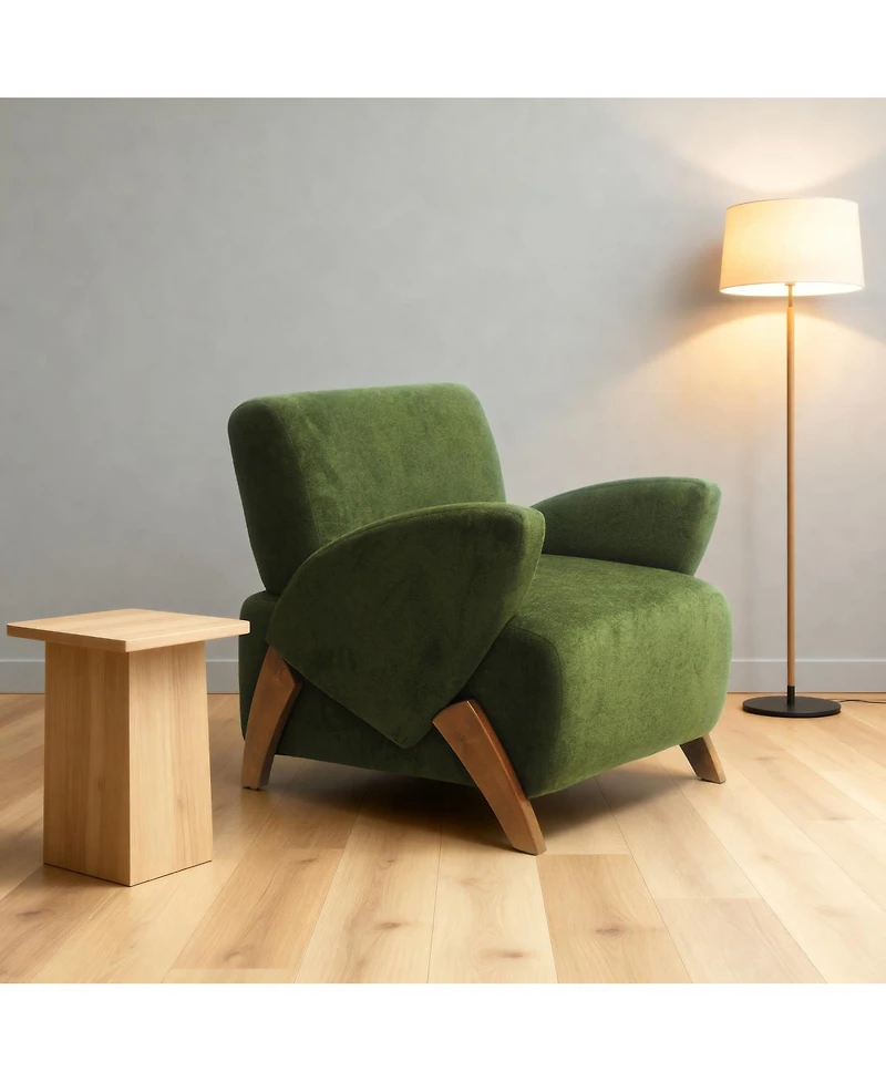 Streamdale Furniture Velvet Accent Chair with Birch Legs