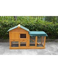 Streamdale Furniture Rabbit Hutch Indoor/Outdoor Bunny Cage with Run and Leak-Proof Tray
