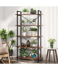 Slickblue Modern Industrial Bookshelf with Five Levels for Books and Accessoriess