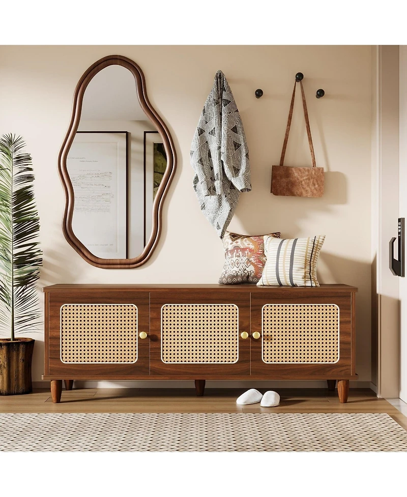Slickblue Storage Bench with Lift Top and 2 Tier Shoe Storage